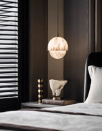 Lunar Dome Alabaster Pendant Light – Modern Minimalist Ceiling Lamp