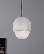 Lunar Dome Alabaster Pendant Light – Modern Minimalist Ceiling Lamp