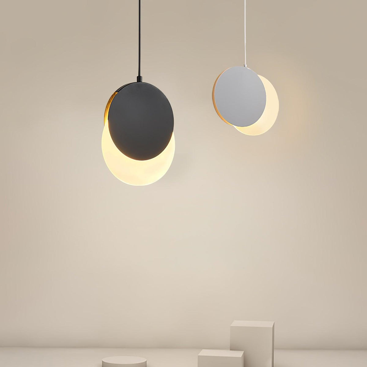 Lunar Eclipse LED Pendant Light – Modern Minimalist Ceiling Lamp for Bedroom & Dining Room