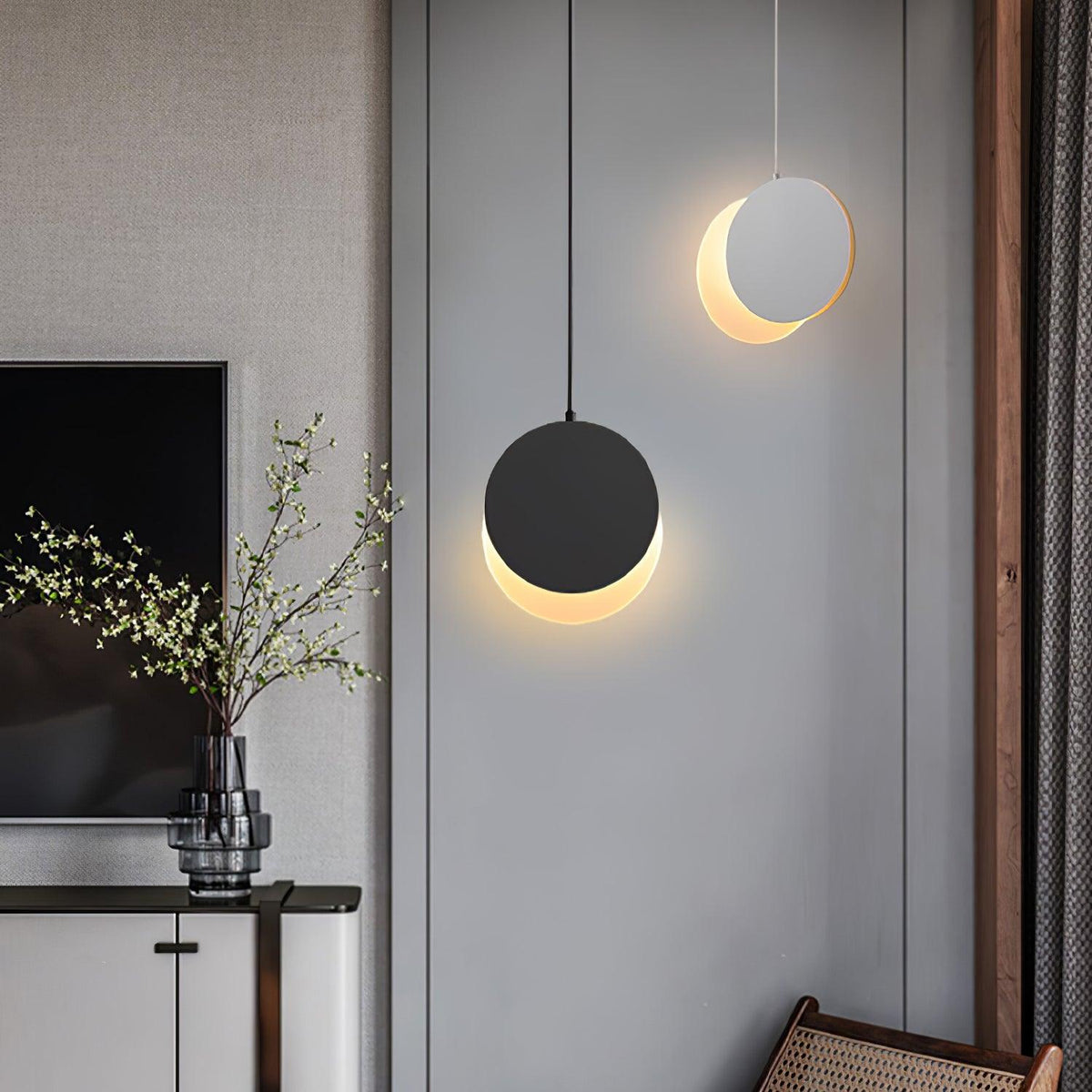 Lunar Eclipse LED Pendant Light – Modern Minimalist Ceiling Lamp for Bedroom & Dining Room