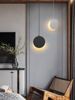 Lunar Eclipse LED Pendant Light – Modern Minimalist Ceiling Lamp for Bedroom & Dining Room