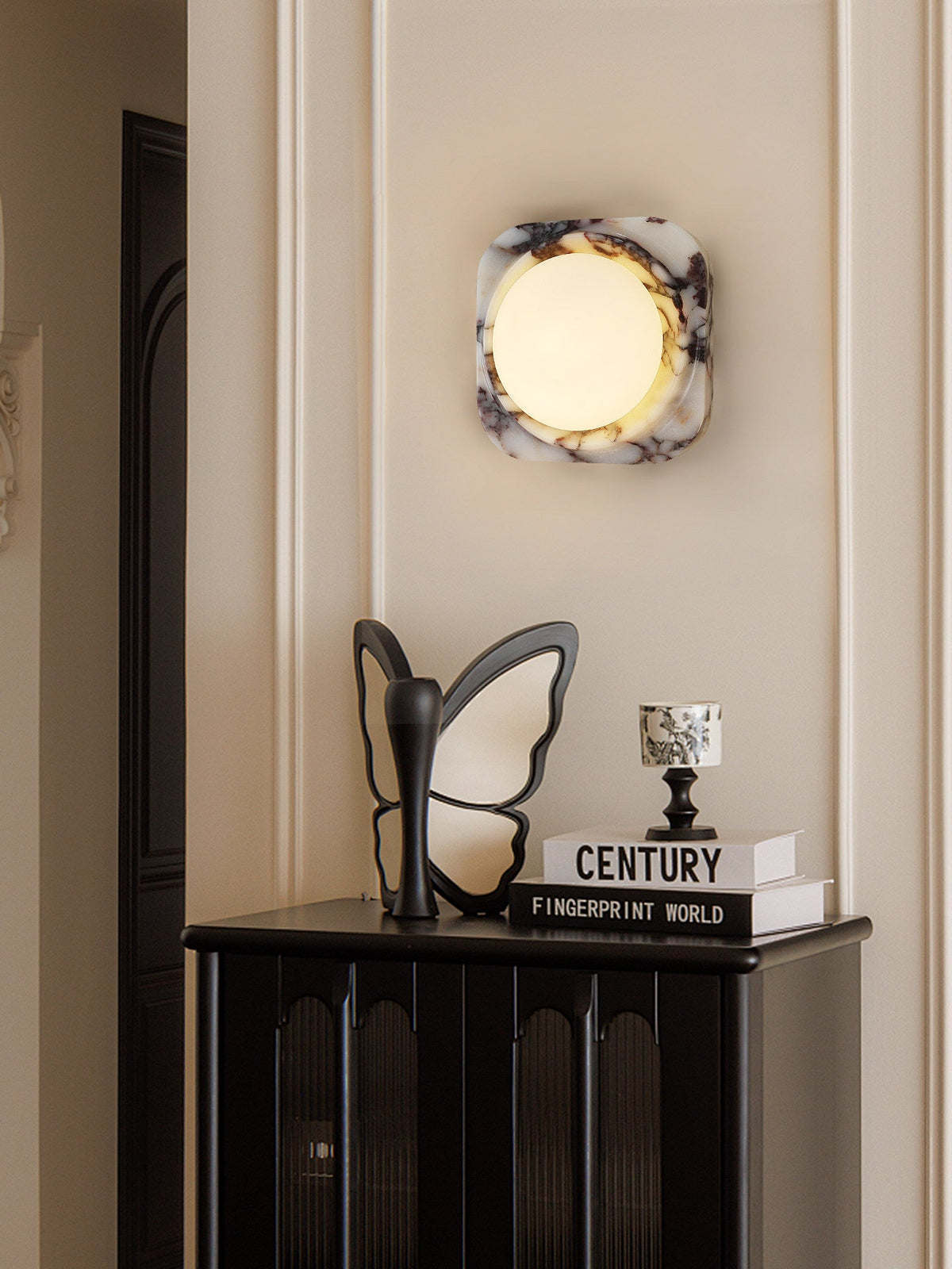 Lunar Marble Wall Sconce – Modern Round LED Wall Light for Bedroom & Living Room