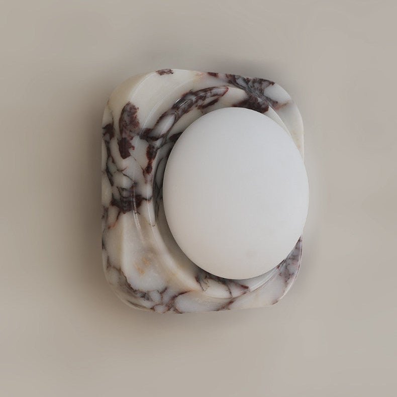 Lunar Marble Wall Sconce – Modern Round LED Wall Light for Bedroom & Living Room