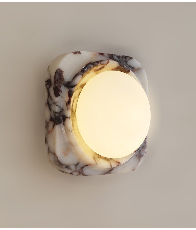 Lunar Marble Wall Sconce – Modern Round LED Wall Light for Bedroom & Living Room