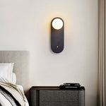 Black Travertine Wall Sconce with White Glass Shade