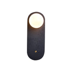 Black Travertine Wall Sconce with White Glass Shade