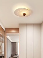 Lunar Ripple Flush Mount Ceiling Light in Travertine and Glass