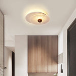 Lunar Ripple Flush Mount Ceiling Light in Travertine and Glass