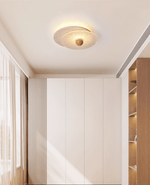 Lunar Ripple Flush Mount Ceiling Light in Travertine and Glass