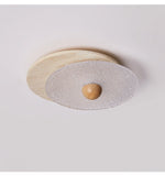 Lunar Ripple Flush Mount Ceiling Light in Travertine and Glass
