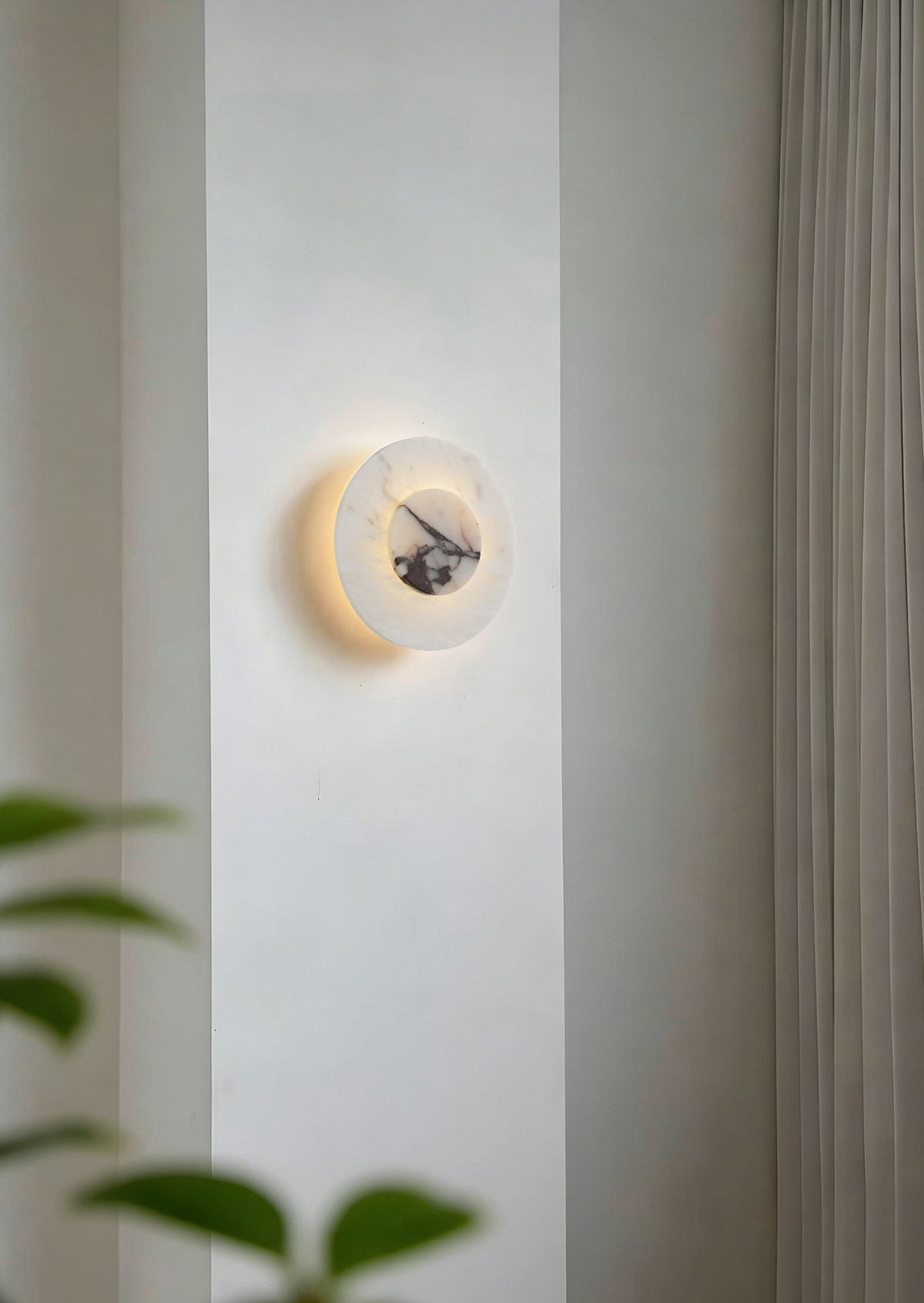 Lunar Veil Alabaster Wall Sconce – Modern LED Wall Light for Bedroom & Living Room