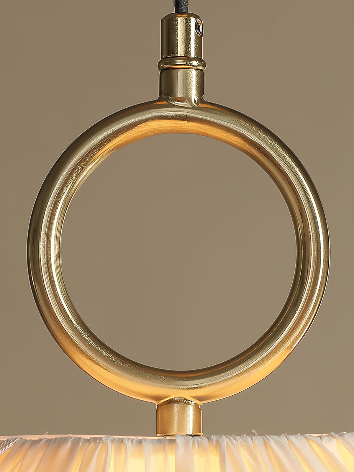 Lunara Pendant Light – Pleated Fabric Shade with Gold Accents