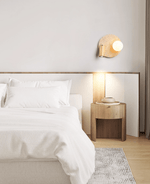 Lunara Duo Wall Sconce in Travertine, Wood & Opal Glass