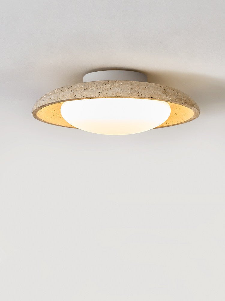 Lunara Yellow Travertine Ceiling Light — Modern Flush Mount LED Lamp