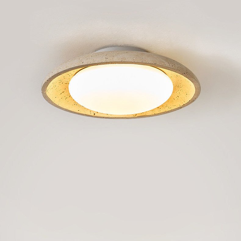 Lunara Yellow Travertine Ceiling Light — Modern Flush Mount LED Lamp
