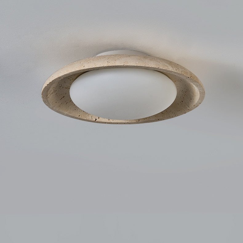 Lunara Yellow Travertine Ceiling Light — Modern Flush Mount LED Lamp