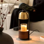 Lunara Candle Warmer Lamp – Brass & Walnut Table Light