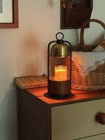 Lunara Candle Warmer Lamp – Brass & Walnut Table Light