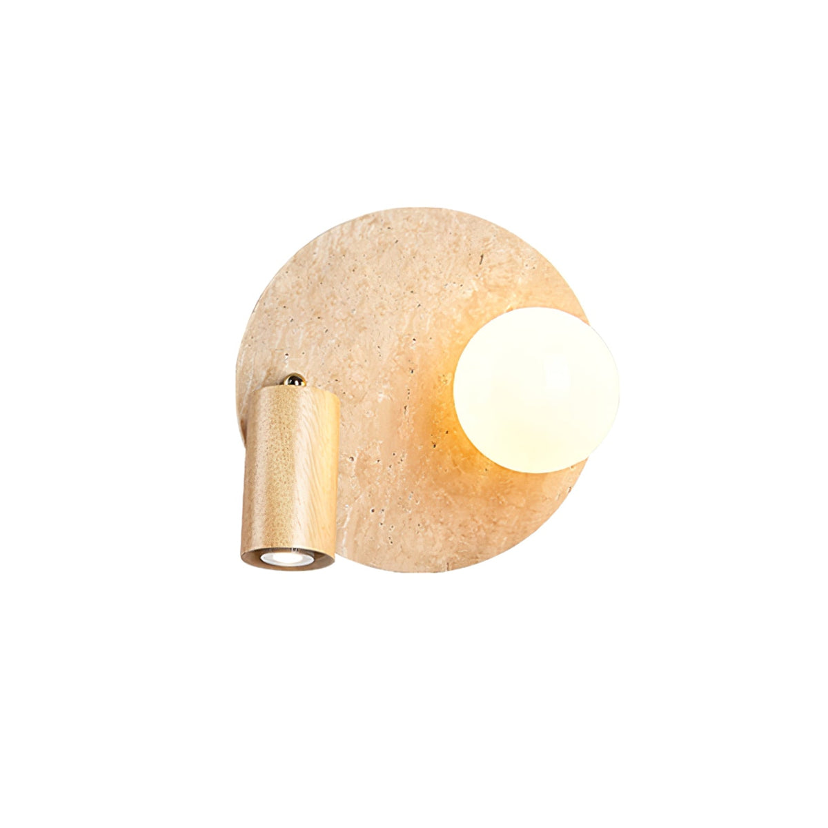 Lunara Duo Wall Sconce in Travertine, Wood & Opal Glass