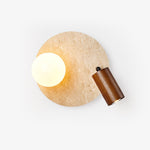 Lunara Duo Wall Sconce in Travertine, Wood & Opal Glass