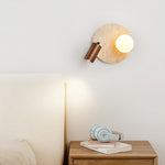 Lunara Duo Wall Sconce in Travertine, Wood & Opal Glass