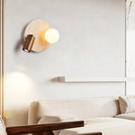 Lunara Duo Wall Sconce in Travertine, Wood & Opal Glass