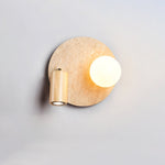 Lunara Duo Wall Sconce in Travertine, Wood & Opal Glass