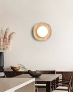 Lunara Fossil Travertine Wall Sconce with Opal Glass Globe