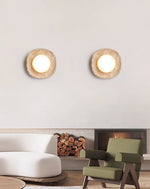 Lunara Fossil Travertine Wall Sconce with Opal Glass Globe