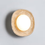 Lunara Fossil Travertine Wall Sconce with Opal Glass Globe