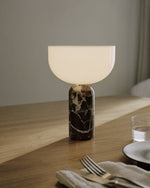 Lunara Marble Table Lamp with Opaline Glass Shade