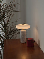 Lunara Marble Table Lamp with Opaline Glass Shade