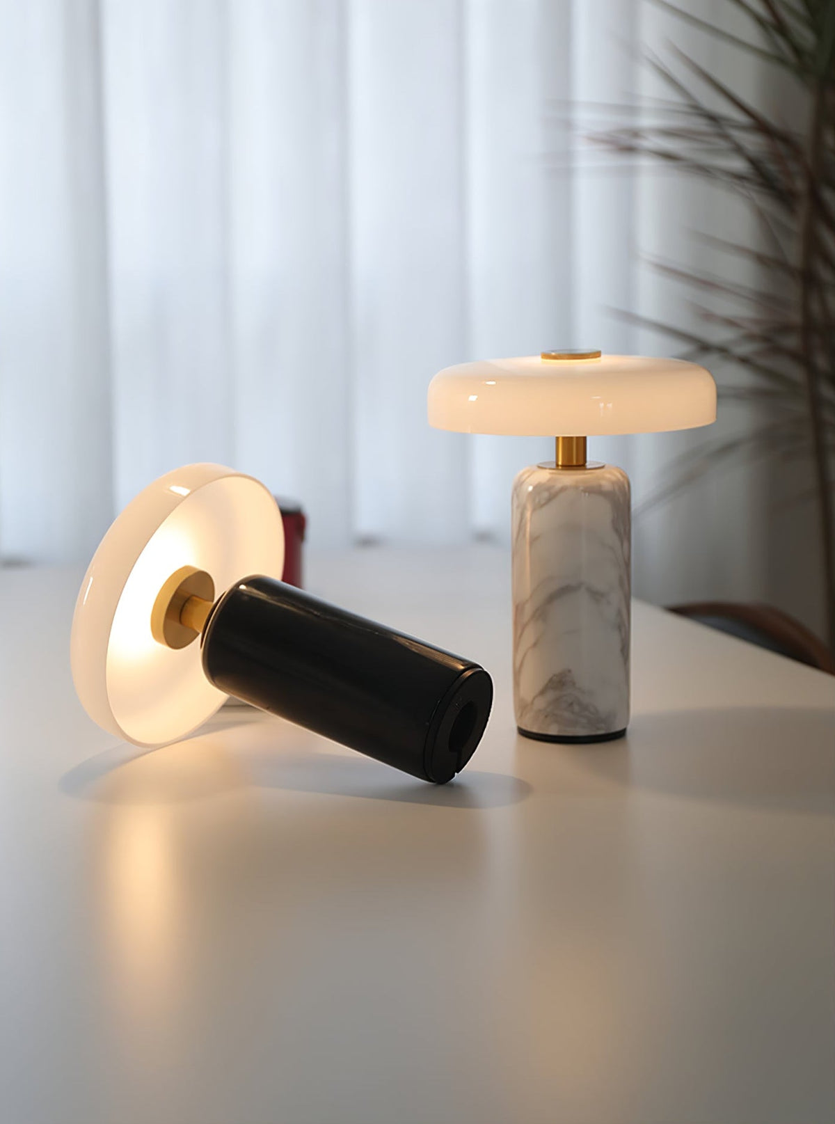 Lunara Marble Table Lamp with Opaline Glass Shade