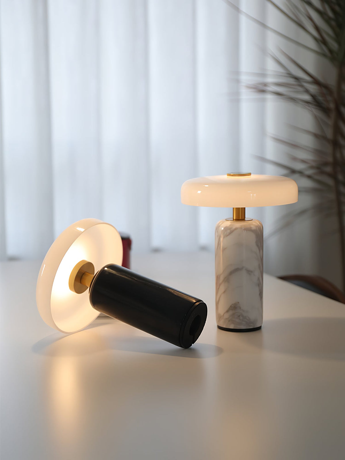 Lunara Marble Table Lamp with Opaline Glass Shade
