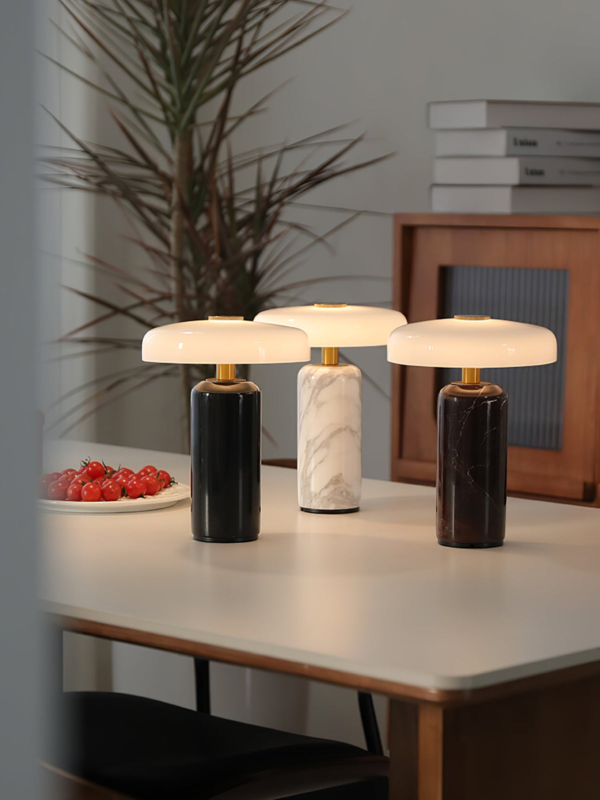 Lunara Marble Table Lamp with Opaline Glass Shade