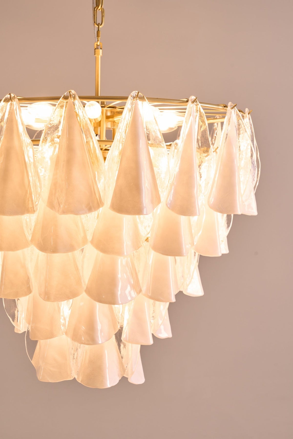 Lunara White Glass Chandelier – Modern Murano-Inspired Pendant Light for Dining Room and Living Room