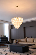Lunara White Glass Chandelier – Modern Murano-Inspired Pendant Light for Dining Room and Living Room