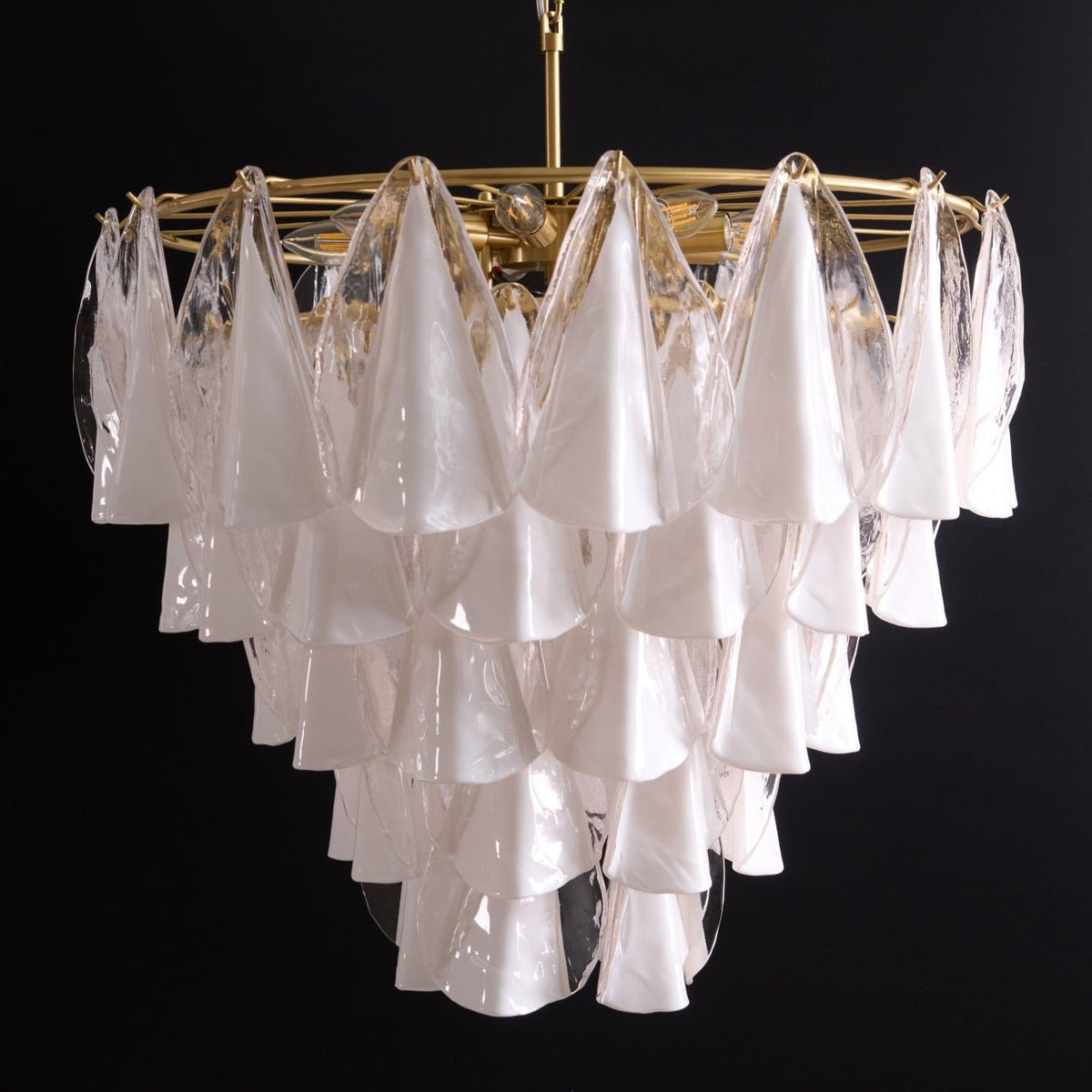Lunara White Glass Chandelier – Modern Murano-Inspired Pendant Light for Dining Room and Living Room