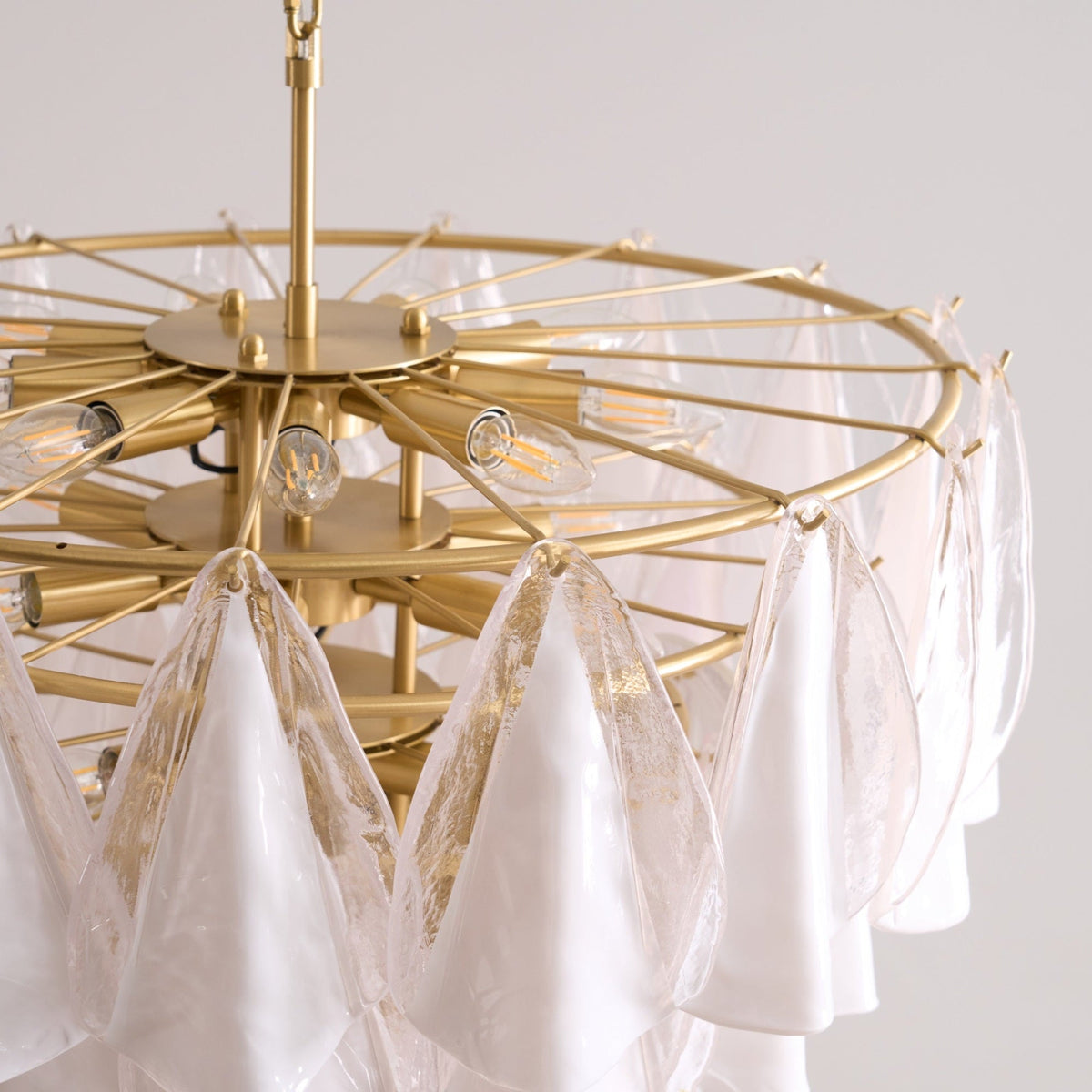 Lunara White Glass Chandelier – Modern Murano-Inspired Pendant Light for Dining Room and Living Room