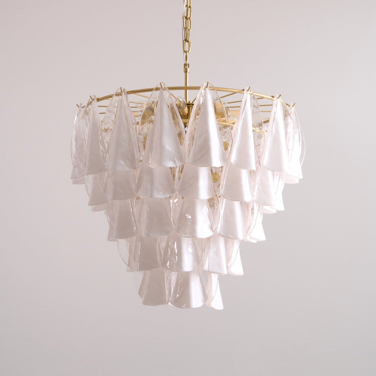 Lunara White Glass Chandelier – Modern Murano-Inspired Pendant Light for Dining Room and Living Room