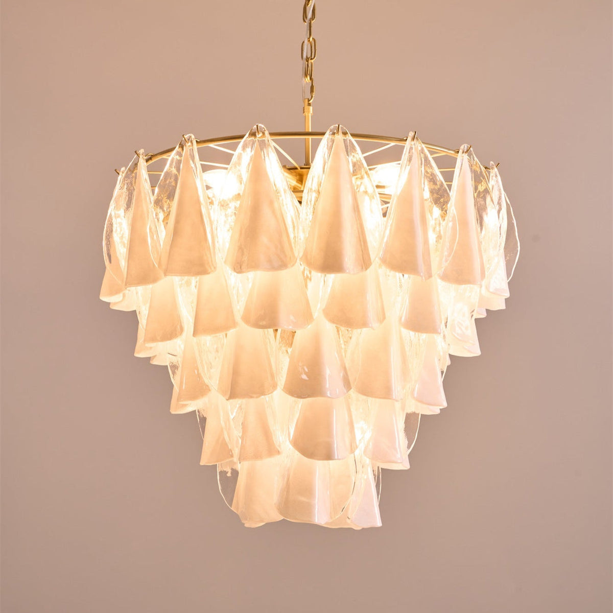 Lunara White Glass Chandelier – Modern Murano-Inspired Pendant Light for Dining Room and Living Room