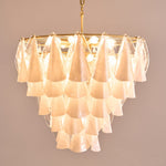 Lunara White Glass Chandelier – Modern Murano-Inspired Pendant Light for Dining Room and Living Room