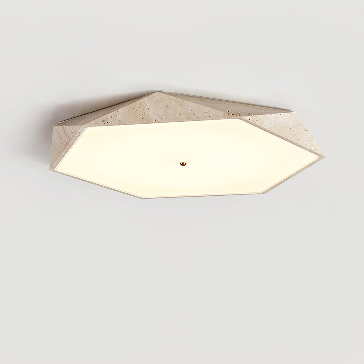 Lunarc Stone Flush Mount Ceiling Light in Yellow Travertine