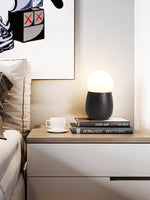 Lunare Table Lamp with Travertine Base – Modern LED Accent Light