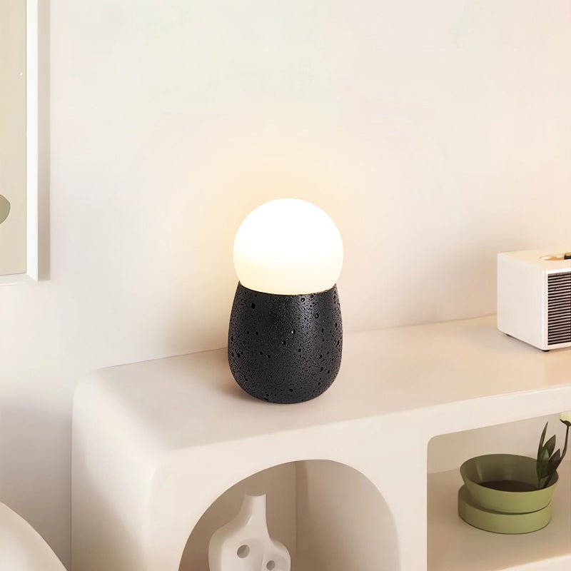 Lunare Table Lamp with Travertine Base – Modern LED Accent Light