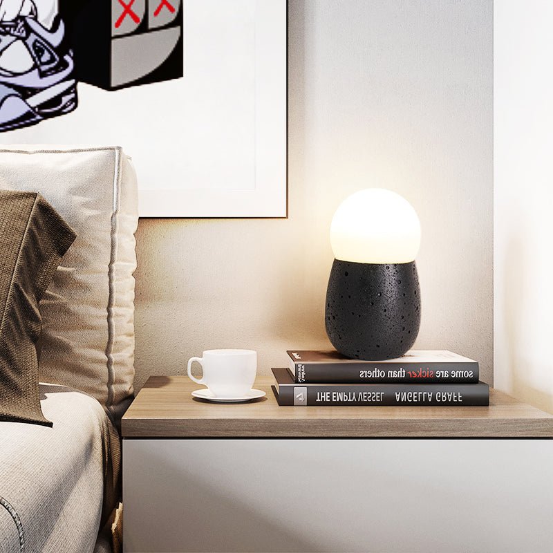 Lunare Table Lamp with Travertine Base – Modern LED Accent Light