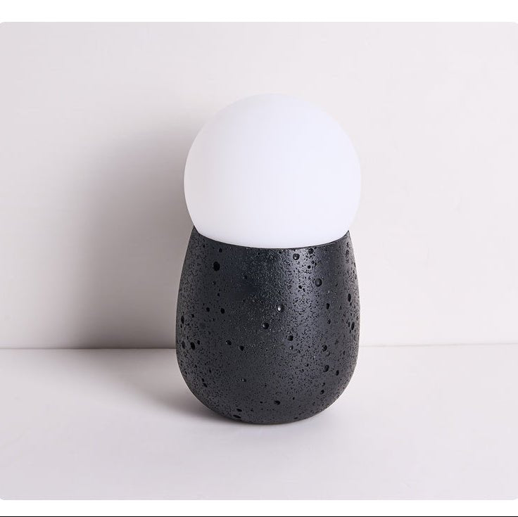 Lunare Table Lamp with Travertine Base – Modern LED Accent Light