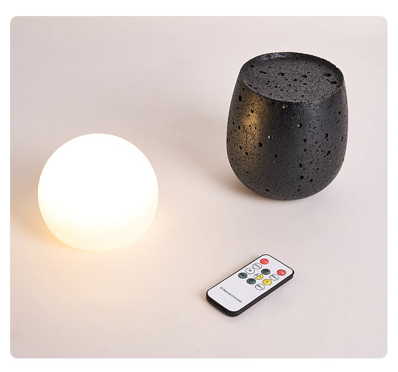 Lunare Table Lamp with Travertine Base – Modern LED Accent Light