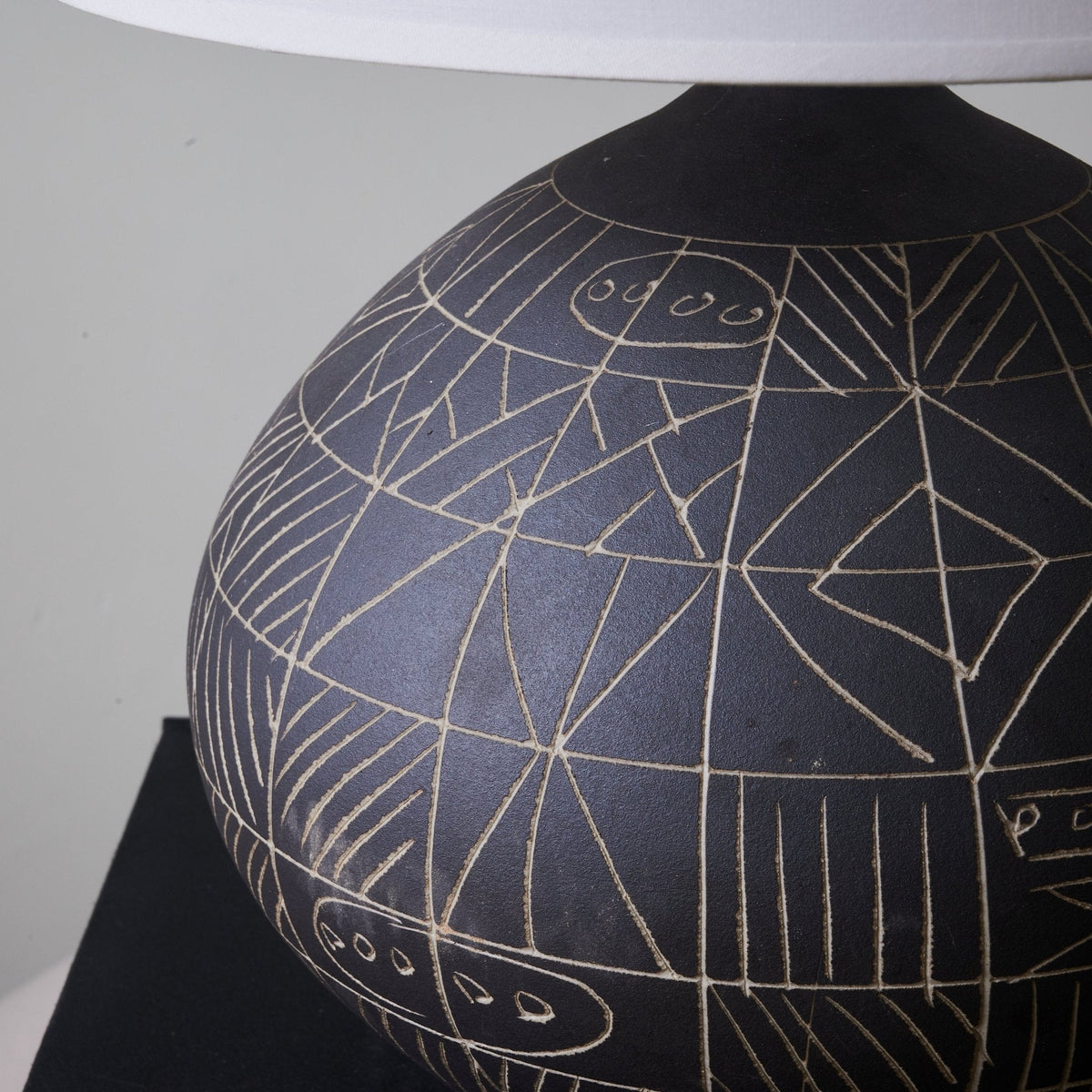 Lunari Etch Ceramic Table Lamp with Drum Shade