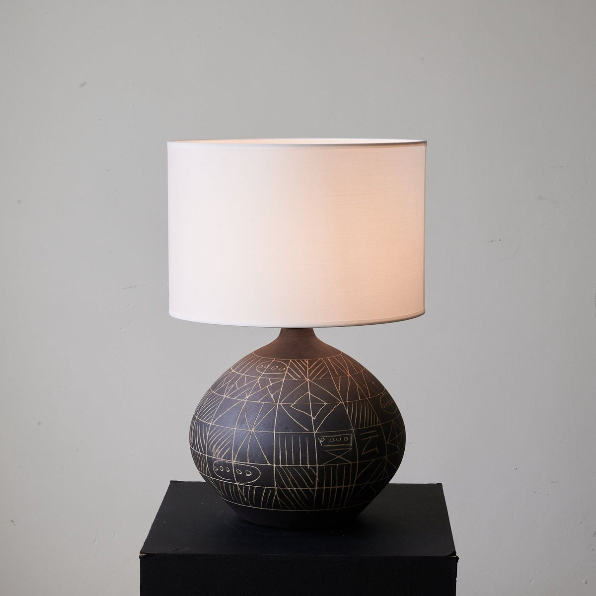Lunari Etch Ceramic Table Lamp with Drum Shade